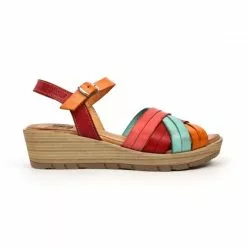 Woman Leather Low Wedged Sandals Padded Insole 3106 Multicolor, By Blusandal