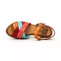 Woman Leather Low Wedged Sandals Padded Insole 3106 Multicolor, By Blusandal -Pumps shoes Shop woman leather low wedged sandals padded insole 3106 multicolor by blusandal 4