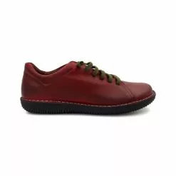Woman Leather Sneakers Ellastic Laces 200 Bourdeaux, By Boleta Shoes
