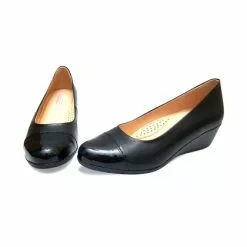 Woman Leather Wedged Ballerinas Removable Insole 70 Black, By TuPié -Pumps shoes Shop woman leather wedged ballerinas removable insole 70 black by tupie 3