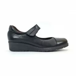 Woman Leather Wedged Mary Janes Removable Insole 70805 Black, By TuPie