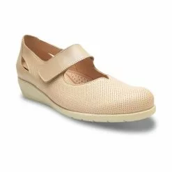 Woman Leather Wedged Mary Janes Removable Insole 71TP Beige, By TuPie -Pumps shoes Shop woman leather wedged mary janes removable insole 71tp beige by tupie 1