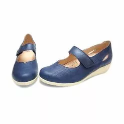 Woman Leather Wedged Mary Janes Removable Insole 71TP Navy, By TuPie -Pumps shoes Shop woman leather wedged mary janes removable insole 71tp navy by tupie 3
