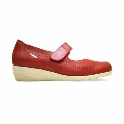 Woman Leather Wedged Mary Janes Removable Insole 71TP Red, By TuPie