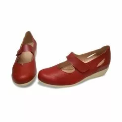 Woman Leather Wedged Mary Janes Removable Insole 71TP Red, By TuPie -Pumps shoes Shop woman leather wedged mary janes removable insole 71tp red by tupie 3
