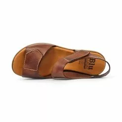 Woman Leather Wedged Sandals Velcro Padded Insole 54326 Brown, By Blusandal -Pumps shoes Shop woman leather wedged sandals velcro padded insole 54326 brown by blusandal 4