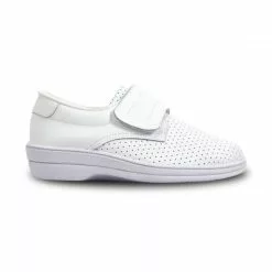 Woman Perfo Leather Hospital Shoes Anatomical Velcro Closure 18793 White, By Percla