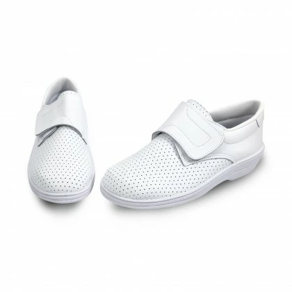 Woman Perfo Leather Hospital Shoes Anatomical Velcro Closure 18793 White, By Percla 8 Woman Perfo Leather Hospital Shoes Anatomical Velcro Closure 18793 White, By Percla - Image 6