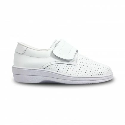Woman Perfo Leather Hospital Shoes Anatomical Velcro Closure 18793 White, By Percla 3 Woman Perfo Leather Hospital Shoes Anatomical Velcro Closure 18793 White, By Percla
