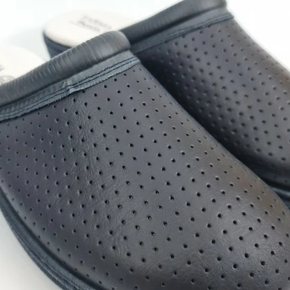 Woman Perfo Leather Hospital Shoes Backless 798 Navy, By Percla 3 Woman Perfo Leather Hospital Shoes Backless 798 Navy, By Percla - Image 2