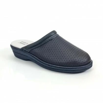 Woman Perfo Leather Hospital Shoes Backless 798 Navy, By Percla 4 Woman Perfo Leather Hospital Shoes Backless 798 Navy, By Percla - Image 3