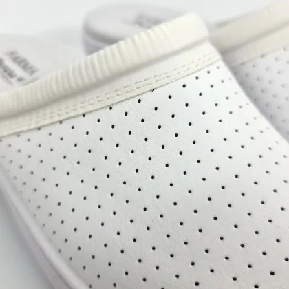 Woman Perfo Leather Hospital Shoes Backless 798 White, By Percla 4 Woman Perfo Leather Hospital Shoes Backless 798 White, By Percla - Image 2