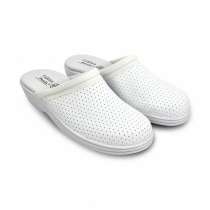Woman Perfo Leather Hospital Shoes Backless 798 White, By Percla 6 Woman Perfo Leather Hospital Shoes Backless 798 White, By Percla - Image 4