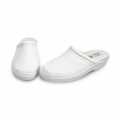 Woman Perfo Leather Hospital Shoes Backless 798 White, By Percla 8 Woman Perfo Leather Hospital Shoes Backless 798 White, By Percla - Image 6