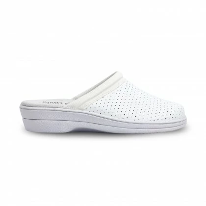Woman Perfo Leather Hospital Shoes Backless 798 White, By Percla 3 Woman Perfo Leather Hospital Shoes Backless 798 White, By Percla