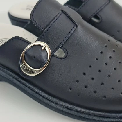 Woman Perfo Leather Hospital Shoes Backless Buckle 795 Navy, By Percla 4 Woman Perfo Leather Hospital Shoes Backless Buckle 795 Navy, By Percla - Image 2