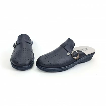 Woman Perfo Leather Hospital Shoes Backless Buckle 795 Navy, By Percla 8 Woman Perfo Leather Hospital Shoes Backless Buckle 795 Navy, By Percla - Image 6
