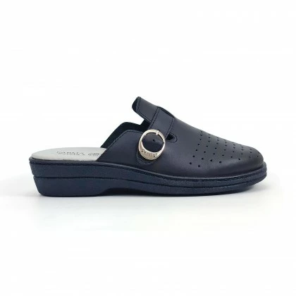 Woman Perfo Leather Hospital Shoes Backless Buckle 795 Navy, By Percla 3 Woman Perfo Leather Hospital Shoes Backless Buckle 795 Navy, By Percla
