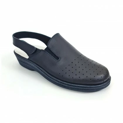 Woman Perfo Leather Hospital Shoes Slingback Velcro Closure 794 Navy, By Percla 5 Woman Perfo Leather Hospital Shoes Slingback Velcro Closure 794 Navy, By Percla - Image 3