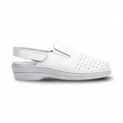 Woman Perfo Leather Hospital Shoes Slingback Velcro Closure 794 White, By Percla