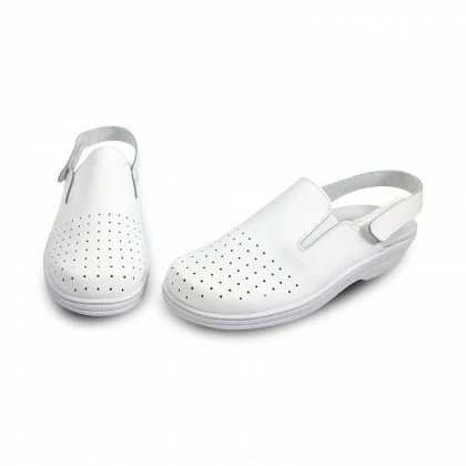 Woman Perfo Leather Hospital Shoes Slingback Velcro Closure 794 White, By Percla 8 Woman Perfo Leather Hospital Shoes Slingback Velcro Closure 794 White, By Percla - Image 6