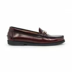 Womens Florentik Leather Beefroll Chain Loafers Rubber Sole 504 Burgundy, By María Tovar