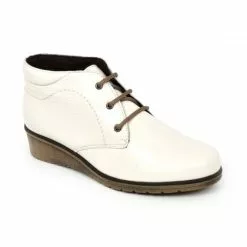 Womens Leather Comfort Wedged Booties Laces Removable Insole 70241 Ice By Tupié -Pumps shoes Shop womens leather comfort wedged booties laces removable insole 70241 ice by tupie 2