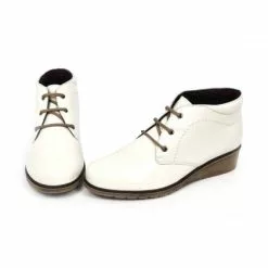 Womens Leather Comfort Wedged Booties Laces Removable Insole 70241 Ice By Tupié -Pumps shoes Shop womens leather comfort wedged booties laces removable insole 70241 ice by tupie 4