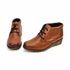 Womens Leather Comfort Wedged Booties Laces Removable Insole 70241 Leather, By Tupié -Pumps shoes Shop womens leather comfort wedged booties laces removable insole 70241 leather by tupie 4