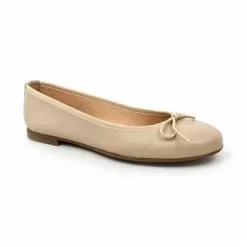 Womens Leather Flat Ballerinas Bow 7000 Beige, By Casual -Pumps shoes Shop womens leather flat ballerinas bow 7000 beige by casual 2