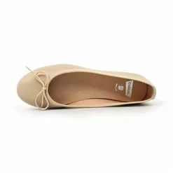 Womens Leather Flat Ballerinas Bow 7000 Beige, By Casual -Pumps shoes Shop womens leather flat ballerinas bow 7000 beige by casual 4