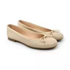 Womens Leather Flat Ballerinas Bow 7000 Beige, By Casual -Pumps shoes Shop womens leather flat ballerinas bow 7000 beige by casual 5