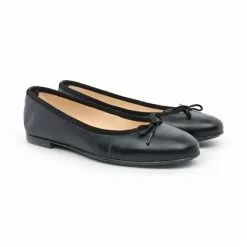 Womens Leather Flat Ballerinas Bow 7000 Black, By Casual -Pumps shoes Shop womens leather flat ballerinas bow 7000 black by casual 5