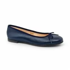 Womens Leather Flat Ballerinas Bow 7000 Navy, By Casual -Pumps shoes Shop womens leather flat ballerinas bow 7000 navy by casual 2