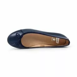 Womens Leather Flat Ballerinas Bow 7000 Navy, By Casual -Pumps shoes Shop womens leather flat ballerinas bow 7000 navy by casual 4