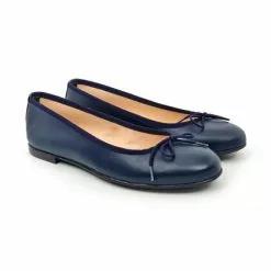 Womens Leather Flat Ballerinas Bow 7000 Navy, By Casual -Pumps shoes Shop womens leather flat ballerinas bow 7000 navy by casual 5