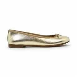 Womens Leather Flat Ballerinas Bow 7000 Platinum, By Casual