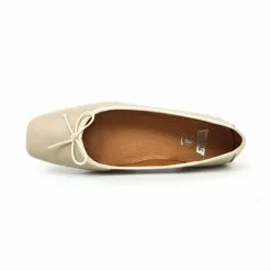 Womens Leather Flat Ballerinas Bow Square Toe 9314 Beige, By Casual -Pumps shoes Shop womens leather flat ballerinas bow square toe 9314 beige by casual 4