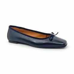 Womens Leather Flat Ballerinas Bow Square Toe 9314 Blue, By Casual -Pumps shoes Shop womens leather flat ballerinas bow square toe 9314 blue by casual 2