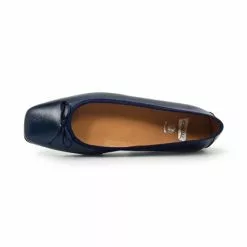 Womens Leather Flat Ballerinas Bow Square Toe 9314 Blue, By Casual -Pumps shoes Shop womens leather flat ballerinas bow square toe 9314 blue by casual 4