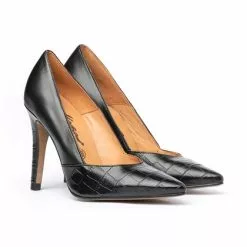 Pumps shoes Shop -Pumps shoes Shop womens leather high heeled pumps croco engraving 1490 black by eva manas 1
