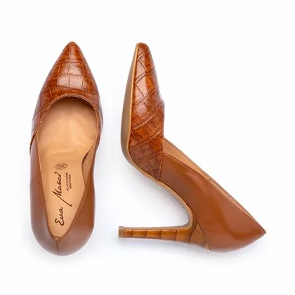 Womens Leather High Heeled Pumps Croco Engraving 1490 Leather, By Eva Mañas 5 Womens Leather High Heeled Pumps Croco Engraving 1490 Leather, By Eva Mañas - Image 3
