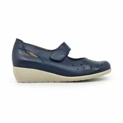 Womens Leather Wedged Mary Janes Velcro Removable Insole 73 Jeans, By TuPie