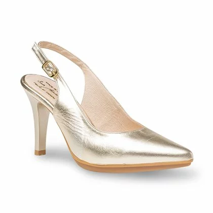 Womens Metallic Leather High Heeled Slingback Pumps 1495 Platinum, By Eva Mañas 5 Womens Metallic Leather High Heeled Slingback Pumps 1495 Platinum, By Eva Mañas - Image 3