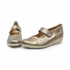 Womens Metallic Leather Wedged Mary Janes Velcro Removable Insole 73 Platinum, By TuPie -Pumps shoes Shop womens metallic leather wedged mary janes velcro removable insole 73 platinum by tupie 3