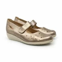 Womens Metallic Leather Wedged Mary Janes Velcro Removable Insole 73 Platinum, By TuPie -Pumps shoes Shop womens metallic leather wedged mary janes velcro removable insole 73 platinum by tupie 4