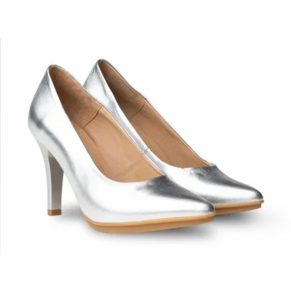 Womens Nappa Leather High Heeled Pumps 1500 Silver, By Eva Mañas 4 Womens Nappa Leather High Heeled Pumps 1500 Silver, By Eva Mañas - Image 2