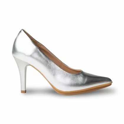 Womens Nappa Leather High Heeled Pumps 1500 Silver, By Eva Mañas 3 Womens Nappa Leather High Heeled Pumps 1500 Silver, By Eva Mañas