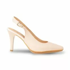 Womens Nappa Leather High Heeled Slingback Pumps 1495 Nude, By Eva Mañas