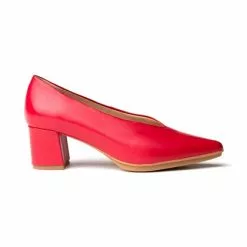 Womens Nappa Leather Low Heeled Comfort Pumps 1497 Red , By Eva Mañas